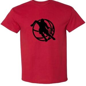 Gildan Red Basketball Graphic Tee